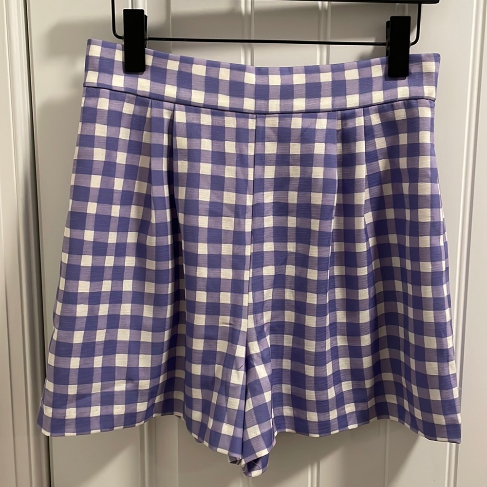 Anthropologie Lavender and White Gingham Shorts